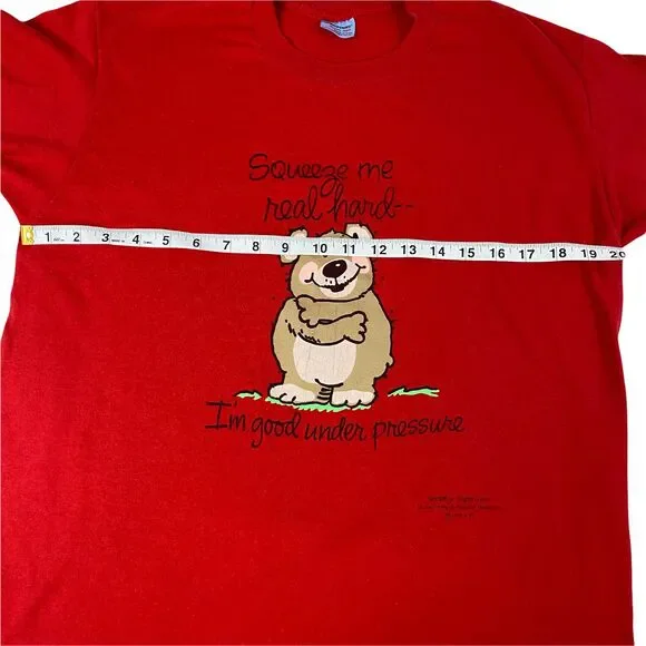 Vintage Hallmark T-shirt Size Large Squeeze Me Real Hard USA Super 50 Red - Picture 5 of 7